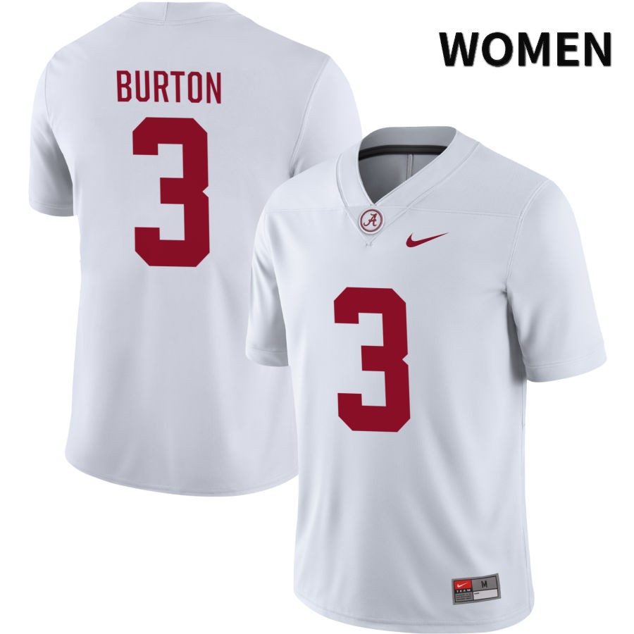 Alabama Crimson Tide Women's Jermaine Burton #3 NIL White 2022 NCAA Authentic Stitched College Football Jersey BU16U60FT